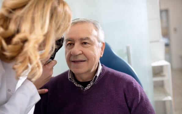 Man getting eyes examed